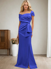 Elegant Wrap Sheath Mother Of The Bride Dresses With Split Front