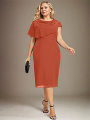 Sheath/Column Scoop Knee-Length Chiffon Mother of the Bride Dress With Beading