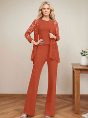 Jumpsuit/Pantsuit Scoop Neck Elastic Satin Mother Of The Bride Dresses