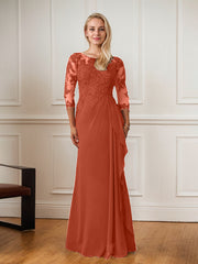 A-Line Floor-Length Scoop Chiffon Mother of Bride Dress