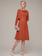 A-line/Princess Sleeveless Knee-Length Chiffon Mother of the Bride Dress With Jacket Appliqued Beading