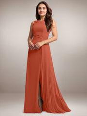 A-Line Scoop Floor-Length Sequins Chiffon Mother of the Bride Dress