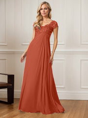 A-Line V-Neck Floor-Length Chiffon Mother of the Bride Dress