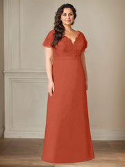 A-Line V-Neck Lace Chiffon Mother of the Bride Dress