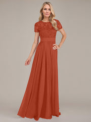 A-Line Scoop Floor-Length Chiffon Mother of the Bride Dress