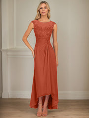 A-Line Scoop Asymmetrical Chiffon Mother of the Bride Dress