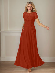 A-Line Boat-neck Sequins Chiffon Mother of the Bride Dress