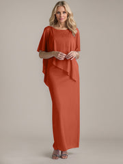 Sheath Scoop Floor-Length Beaded Mother of the Bride Dress