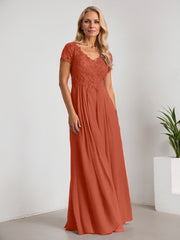 A-Line V-Neck Floor-Length Chiffon Mother of the Bride Dress