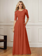 A-Line Square Neck Floor-Length Chiffon Mother of the Bride Dress