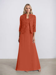 Sheath/Column Square Neck Floor-Length Chiffon Mother of the Bride Dress