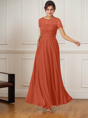 A-Line Boat-Neck Floor-Length Sequins Chiffon Mother of the Bride Dress