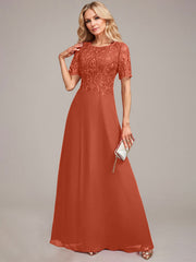 A-Line Round Neck Sequin Mother of Bride Dress With Appliques