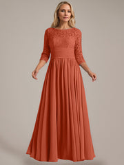 A-Line Scoop Floor-Length Chiffon Mother of the Bride Dress