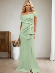 Elegant Wrap Sheath Mother Of The Bride Dresses With Split Front