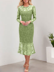 Trumpet/Mermaid Illusion Neck Lace Mother Of The Bride Dresses With Back Hole