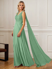 A-Line V-Neck Floor-Length Chiffon Mother of the Bride Dress