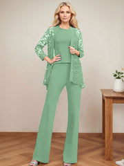 Jumpsuit/Pantsuit Scoop Neck Elastic Satin Mother Of The Bride Dresses