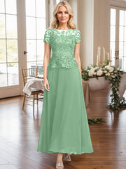 A-Line Illusion Neck Ankle-Length Chiffon Mother Of The Bride Dresses With Lace