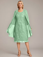 A-line Scoop Knee-Length Lace Mother of the Bride Dress With Sequins