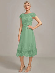 Dusty Rose A-Line Tea-Length Mother of the Bride Dress With Sequins