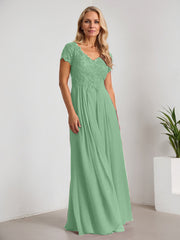 A-Line V-Neck Floor-Length Chiffon Mother of the Bride Dress