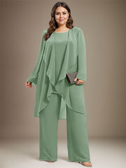 Pantsuit Separates Scoop Floor-Length Chiffon Mother of the Bride Dress