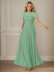 A-Line Boat-neck Sequins Chiffon Mother of the Bride Dress