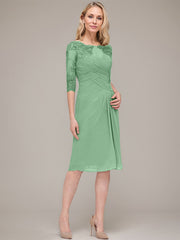Sheath/Column Knee-Length Chiffon Mother of the Bride Dress With Jacket Appliqued Pleated
