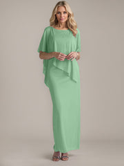 Sheath Scoop Floor-Length Beaded Mother of the Bride Dress