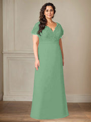 A-Line V-Neck Lace Chiffon Mother of the Bride Dress