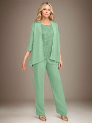 Stormy 3 Piece Long Mother of the Bride Pant Suits with Appliques