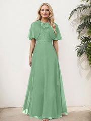 Sheath/Column Chiffon Mother Of The Bride Dresses With Appliques Lace