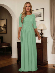A-Line Scoop Floor-Length Chiffon Mother of the Bride Dress