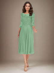 Plum A-Line Scoop Lace Chiffon Mother of the Bride Dress