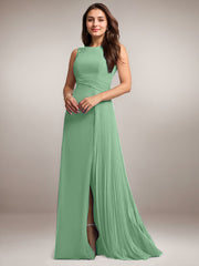 A-Line Scoop Floor-Length Sequins Chiffon Mother of the Bride Dress