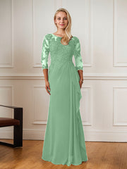 A-Line Floor-Length Scoop Chiffon Mother of Bride Dress