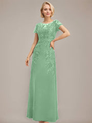 Sheath/Column Scoop Illusion Floor-Length Lace Chiffon Mother of the Bride Dress With Sequins