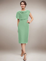 Sheath/Column Scoop Knee-Length Chiffon Mother of the Bride Dress With Beading