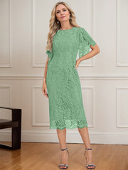 Sheath/Column Scoop Knee-Length Lace Mother of the Bride Dress