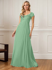 A-Line V-Neck Floor-Length Chiffon Mother of the Bride Dress