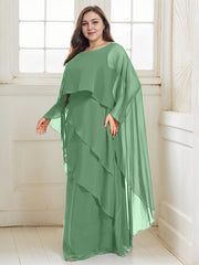 A-line Scoop Floor-Length Chiffon Mother of the Bride Dress