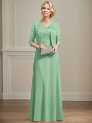 Sheath/Column Lace(Non-Stretch)/Chiffon(Non-Stretch) Mother Of The Bride Dresses With Lace