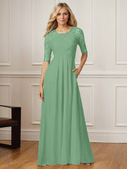 A-Line Square Neck Floor-Length Chiffon Mother of the Bride Dress