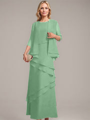 Sheath/Column Scoop Floor-Length Chiffon Mother of the Bride Dress
