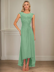 A-Line Scoop Asymmetrical Chiffon Mother of the Bride Dress