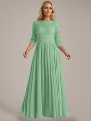A-Line Scoop Floor-Length Chiffon Mother of the Bride Dress