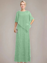 Sheath/Column Scoop Floor-Length Chiffon Lace Mother of the Bride Dress With Sequins Beading