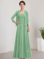 A-line Square Floor-Length Lace Chiffon Mother of the Bride Dress With Sequins