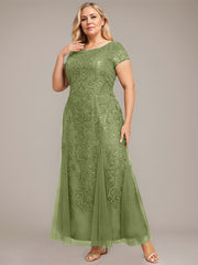 Trumpet/Mermaid Scoop Ankle-Length Lace Tulle Mother of the Bride Dress With Sequins Beading